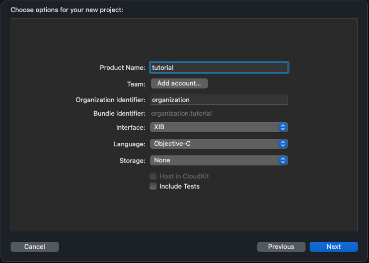 project options