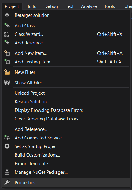 project properties