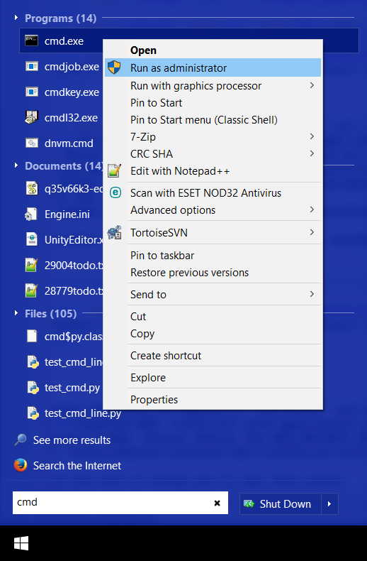 run cmd as admin