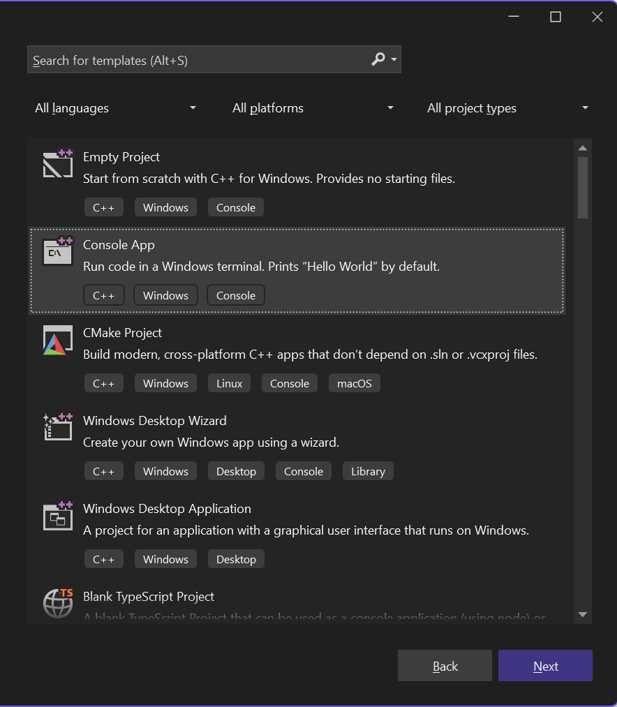 Visual Studio console app