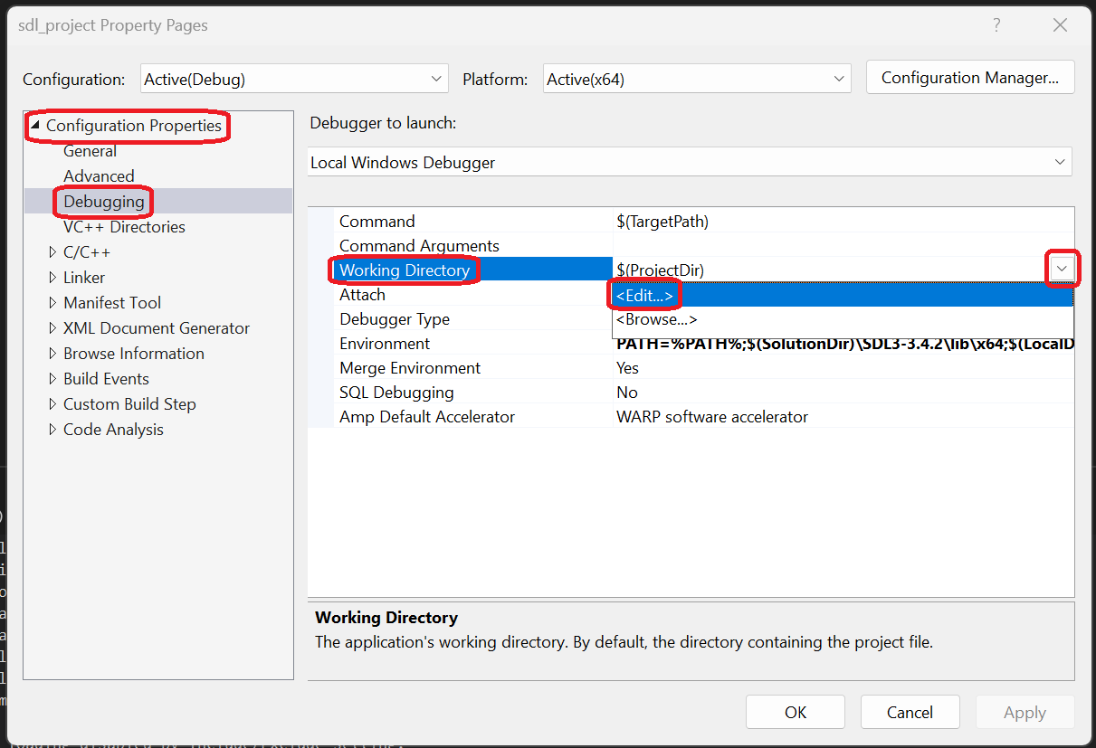 Edit working directory